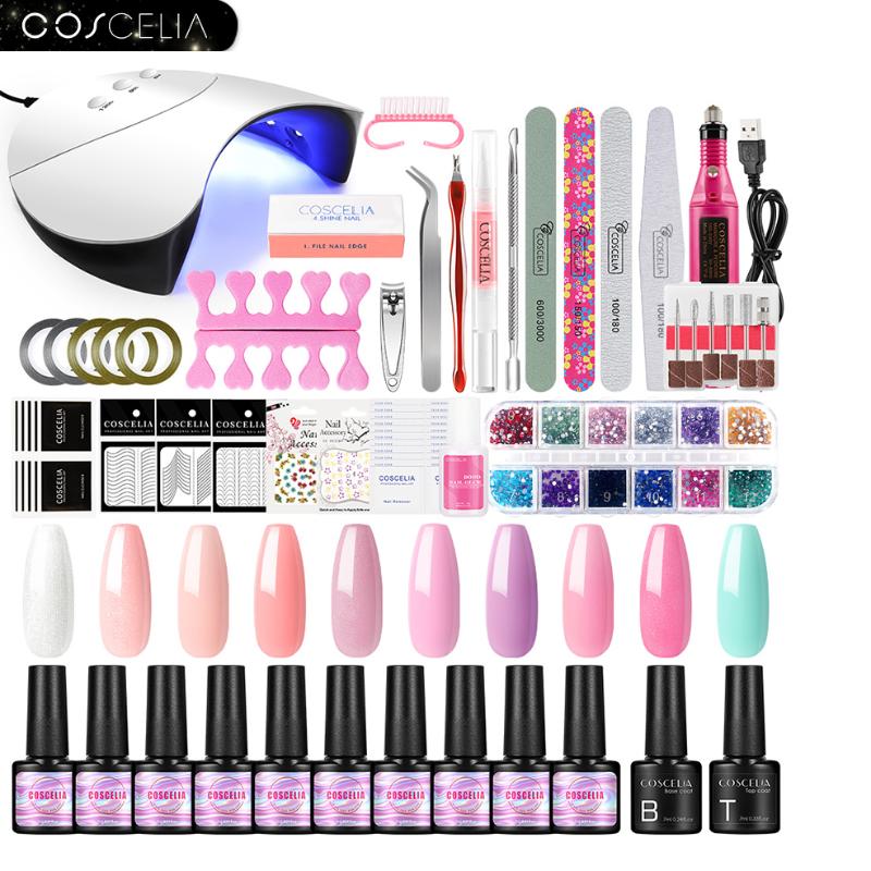 

COSCELIA 7ML Nail Polish Set For Nail Art Semi Permanent Gel Polish Hybrid Varnish For Manicure Base Top Coat UV Gel