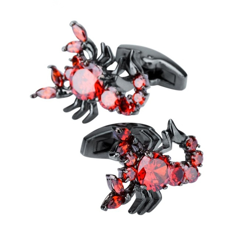 

Vintage Luxury Crystal Cufflinks For Men Box Packing Red White Colors Option Cool Design Quality Brass Cuff Links, Silver