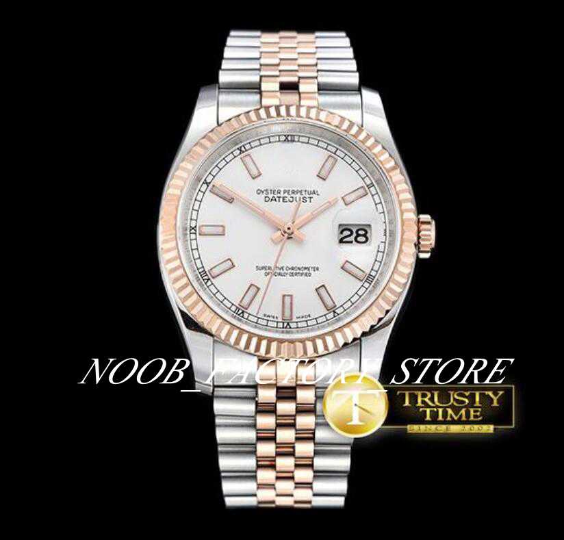 

Luxury Factory DJ 36mm Two Tone Rose Gold Jub Flt RG / SS White Thick Lume sapphire Luminescent Dial Diamond bezel Automatic men's Watches, 01