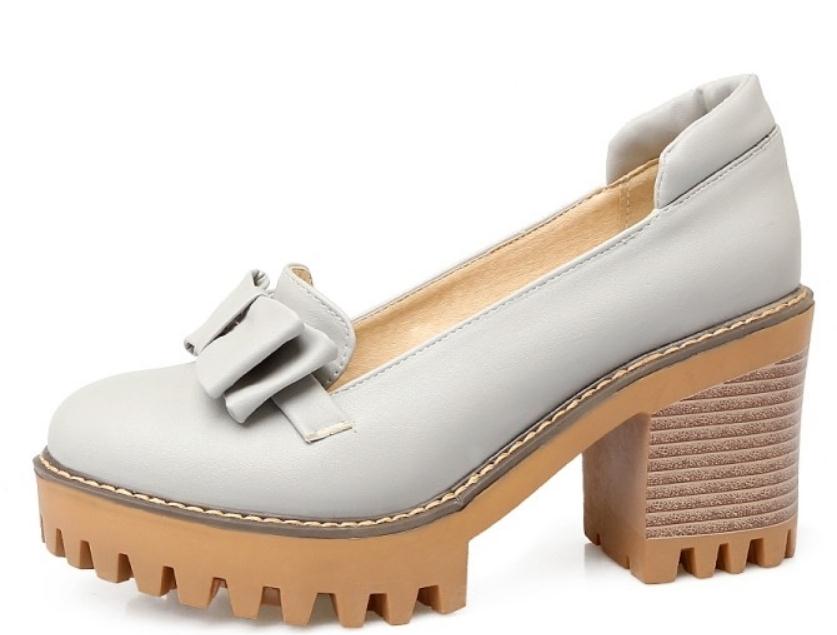 

2019 Women's shoes in Spring and Autumn with New style High heel Coarse heel round head waterproof table bowknot @234, Black