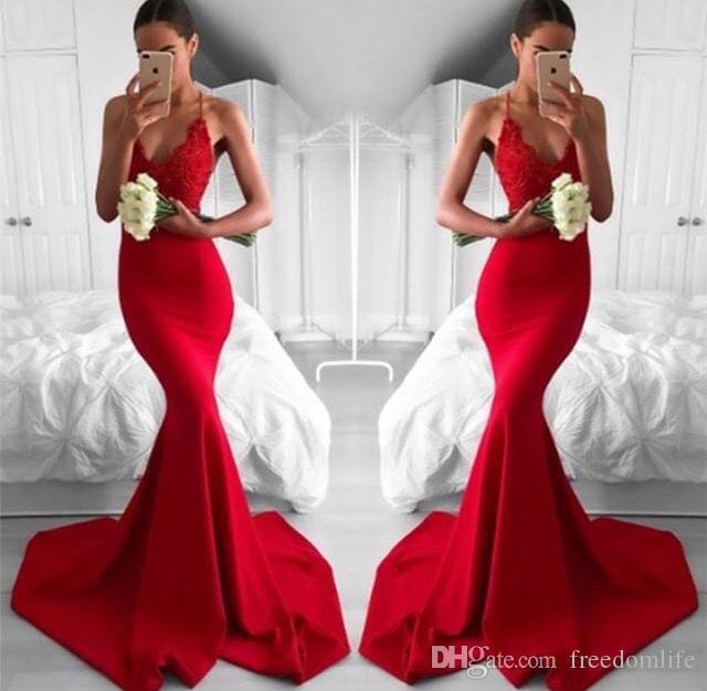 red halter evening gown