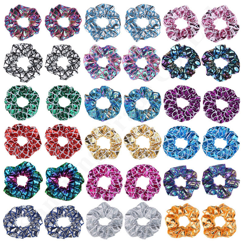 

Mermaid Scale Hair Ring Fish Scale Hairband Women Girls Scrunchies Ponytail Holder Headress Elastic Hair Rope Accesseries Xmas Gifts C121801, 18 colors;pld note u like number