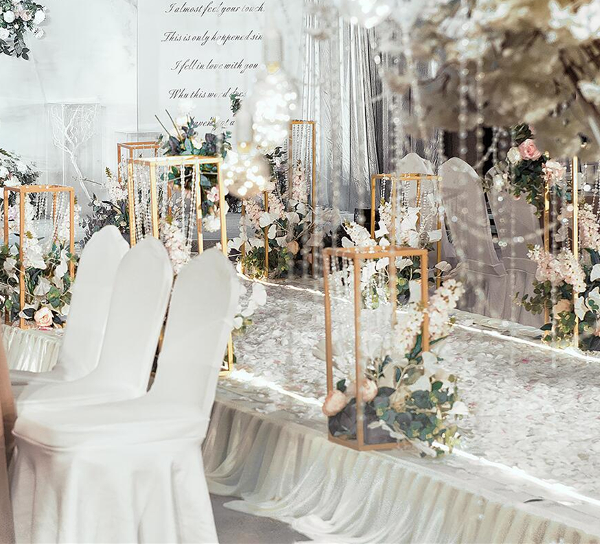 Flower Vase Gold Column Stand Metal Road Lead Wedding Centerpiece Flower Rack For Event Party Table Decoration-image-421667657