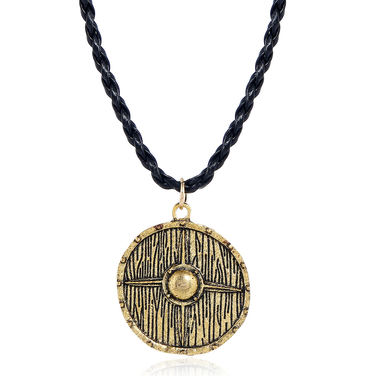 Vintage de luxe Designer Bijoux Hommes Collier Viking Pirate Mythe Rune Sculpté Sculpté Hommes Bouclier Pendentifs Colliers Cadeaux Cadeaux