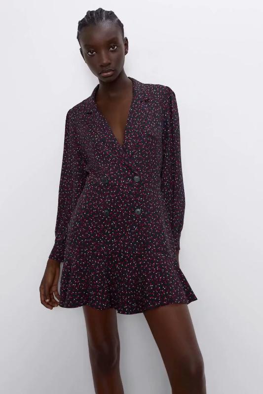 

2020 Spring Summer New Flower Print zaraing women Suit Dress vadiming sheining female Dress vintage sexy plus size XDN9220, As pic
