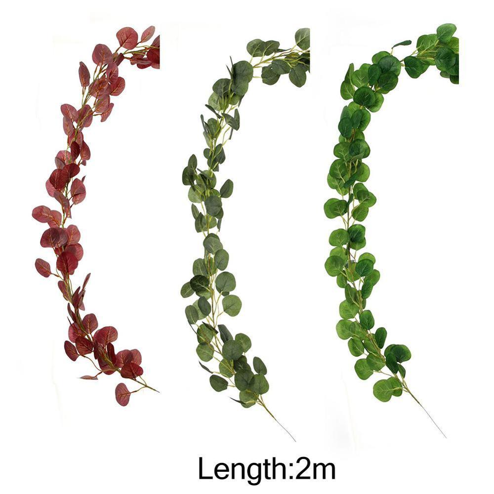 

200cm Artificial Eucalyptus Silk Silver Dollar Eucalyptus Hanging Garland Greenery Plant Wedding Party Decor Home Table Decor