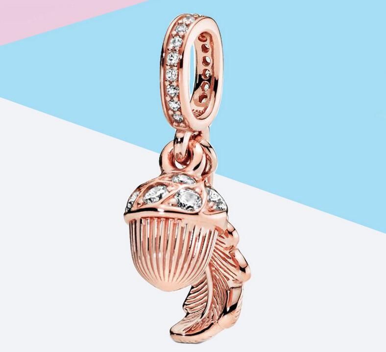 2019 Original 925 Sterling Silver Jewelry Acorns and leaves pendant Charm Beads Fits European Pandora Bracelets for Women Making-image-492532007