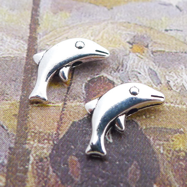 

A1083 10*6mm Dolphin Ancient Silver Combine Gold Product Parts 500 Individual / Package 0.42 g