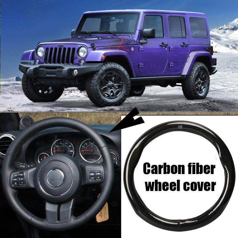 For Jeep Wrangler Car Carbon Fiber Leather Steering Wheel Cover Sport Racing-image-454736348
