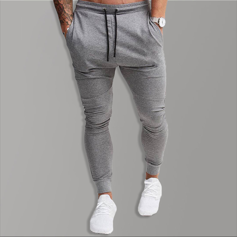 2020 pantalons de survêtement noir casual coton pantalon slim hommes solide pantalons longs pour hommes avec poches coton vêtements de sport vête