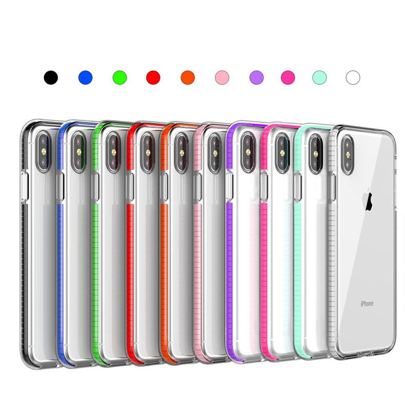 

Fashion Hybrid Soft Tpe Bumper Phone Protection Case for Iphone 6 7 8 X XR 11 Pro Max Shockproof Anti-scratch, Black