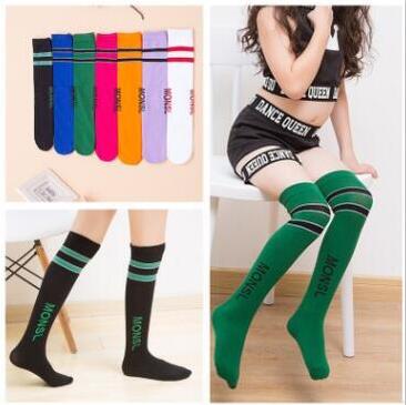 

Girl Cotton Knee High Socks Kids Letter Striped Tights Printed Stockings Spring Autumn Leg Warmer Socking Girls Knee High Socks D36, Mixed colors;random delivery