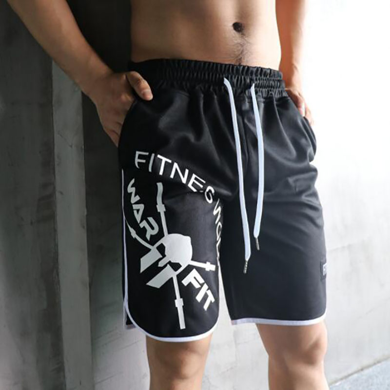 

New Arrival Summer Fashion Brand Men Gyms Shorts Fitness Bodybuilding Short Pants Beach Shorts Elastic Waist Shorts, White;black