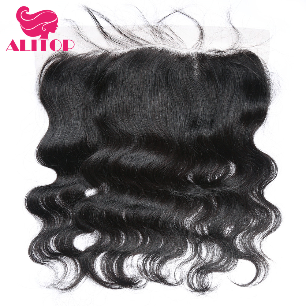 

ALITOP Peruvian Hair Body Wave 13X4 Lace Closure 100% Human Hair Natural Color Non Remy Free/Middle/Three Part Closure, As pic