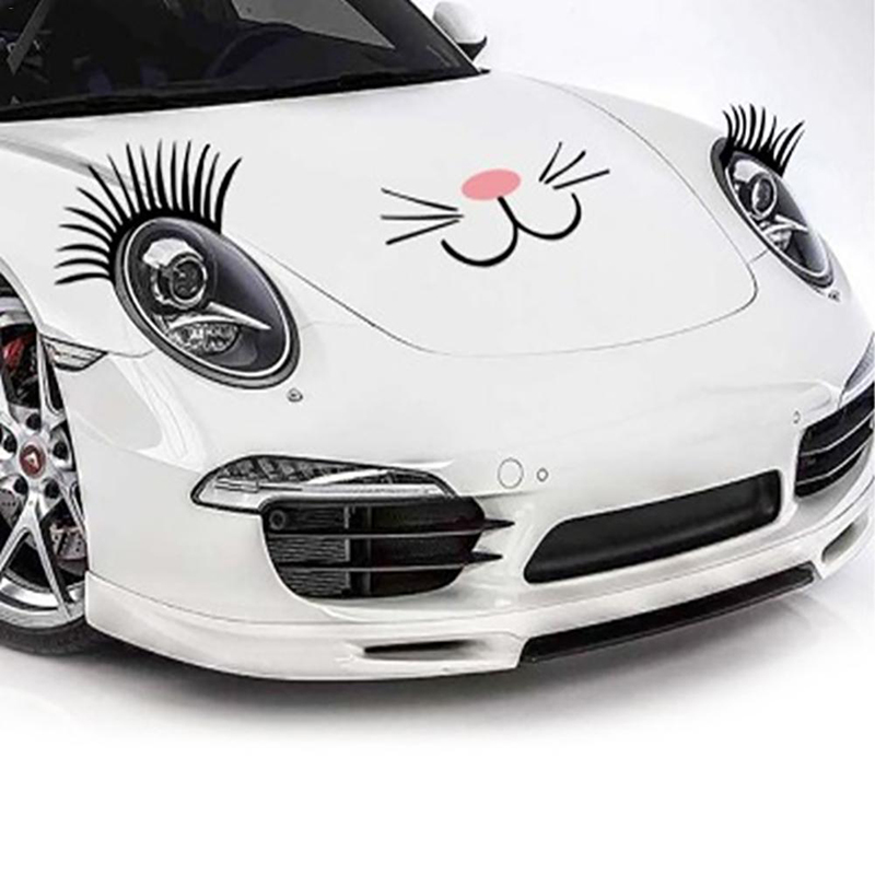 

Car 3D Charming Black False Eyelashes Stickers Funny Decal Fake Eyelash Auto Headlight Decoration Cars Accessories