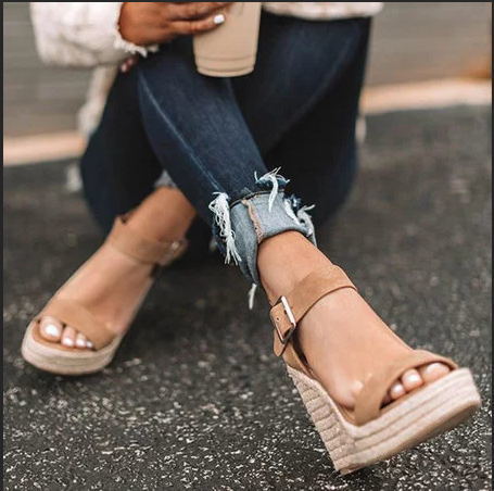 

Hot Sale- Wedges Pumps Sandals Women High Platform Heels Cozy Shoes Open Toe Elevator Wedge Sandal Plus Size  Cm Female Y190706, Black