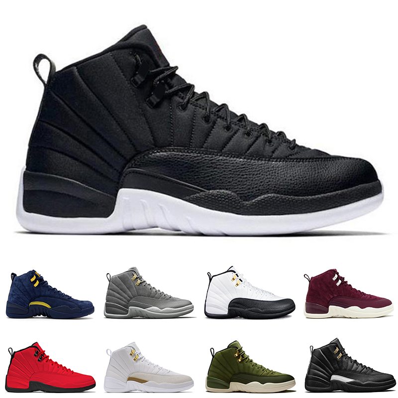12 12s men basketball shoes Michigan Bulls College Navy UNC NYC Dark Grey Bordeaux Wings Flu Game mens Sports sneakers for men US7-13