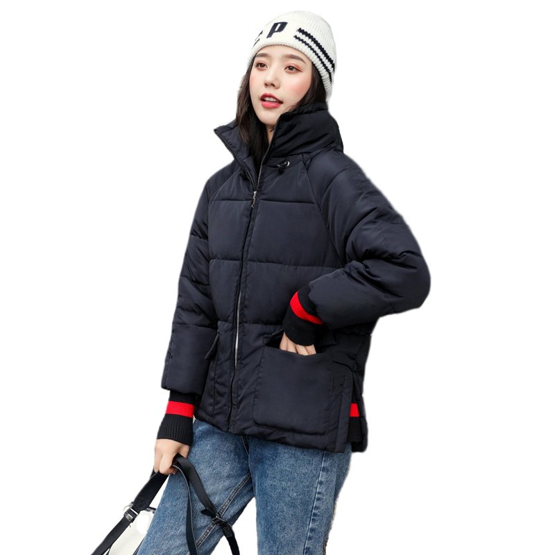 

2019 Short Jacket Women Winter Female Short Parka With Stand-Up Collar Bread Service Warm Cotton Jackets Coat Padded, Beige