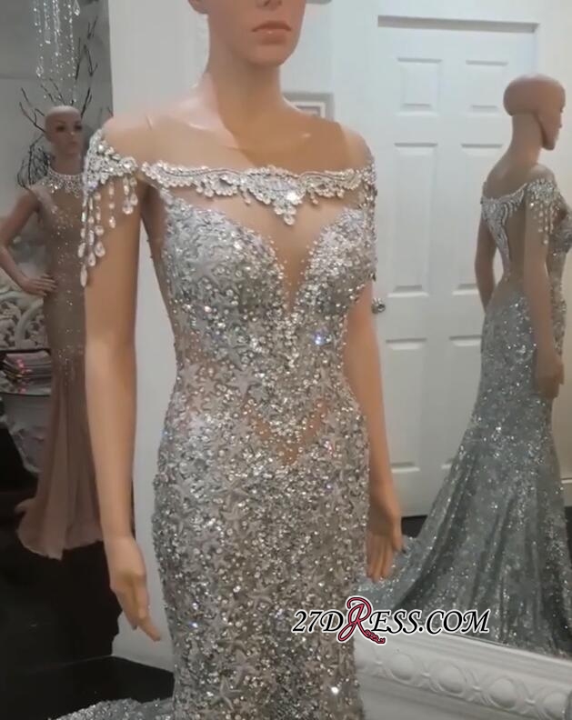 crystal beaded evening gown