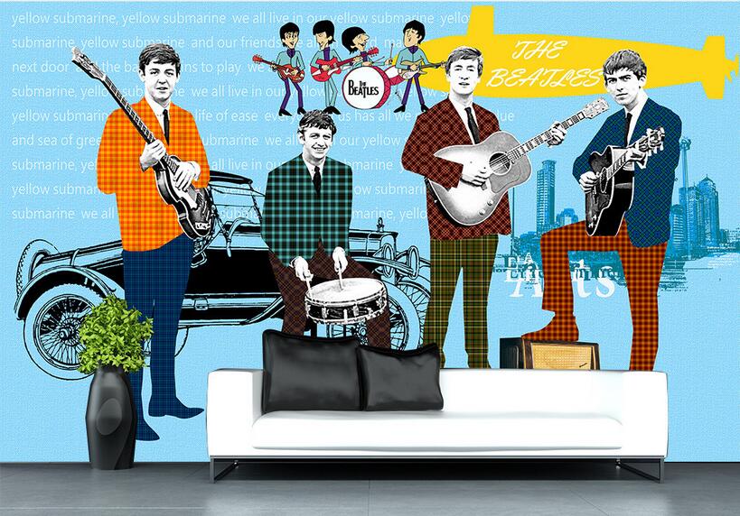 

WDBH 3d room wallpaper custom photo Retro cartoon band illustration tv background home decor 3d wall murals wallpaper for walls 3 d, Non-woven