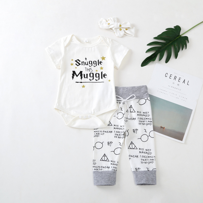 

Baby Toddler Boys Girls Warm Short Sleeve Romper + Pants Clothes Set, As pic