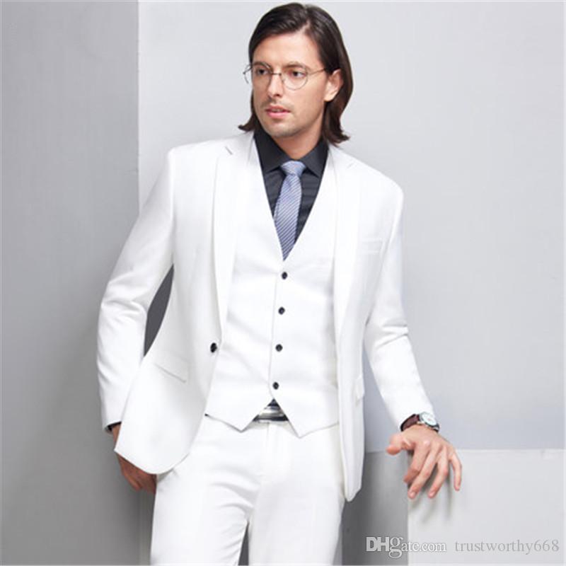 

Popular One Button Groomsmen Notch Lapel Groom Tuxedos Men Suits Wedding/Prom Best Man Blazer ( Jacket+Pants+Vest+Tie) 225, Same as image