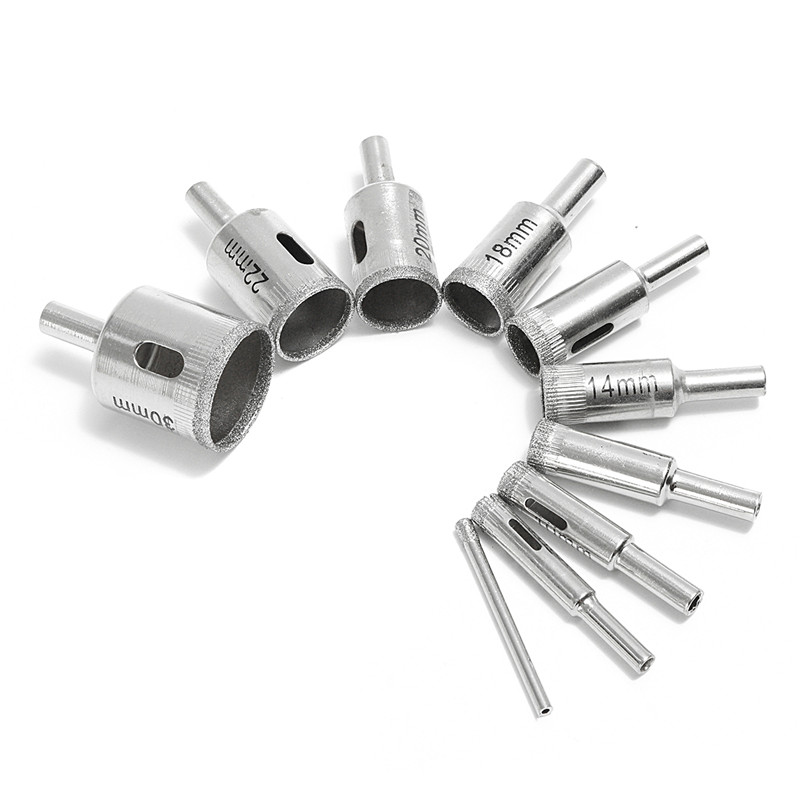 10PCS 6-30 mm Verre Trou Opener Set Diamond Coated Drill Bit Scie carreaux en céramique