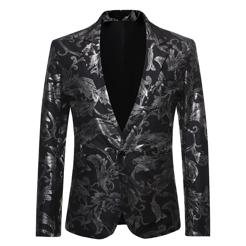

Black Paisley Suit Blazer Men 2020 Brand Nightclub Mens Blazer Jacket Business Formal Dress Blazers Stage Clothes for Singers, Navy