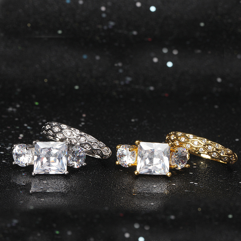 

Cluster Rings CHAMSS Zircon Wedding Set Ring High-end Atmosphere Women Fashion Valentine's Day Gift Factory Wholesale
