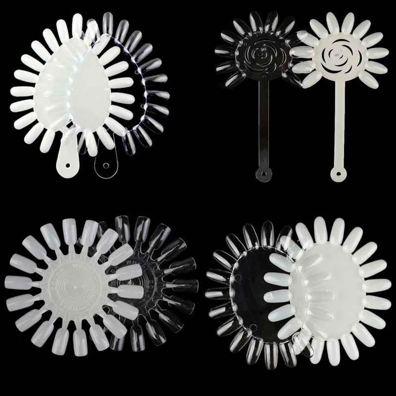 

10PCS Nail Polish Color Card Nail Swatches Plastics Nail Tips Practice Oval Round Palette painting Display Color Board