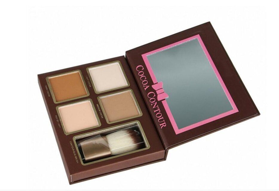 

Hot COCOA Contour Kit 4 Colors Bronzers Highlighters Powder Palette Nude Color Shimmer Stick Cosmetics Chocolate Eyeshadow with Brush, Customize