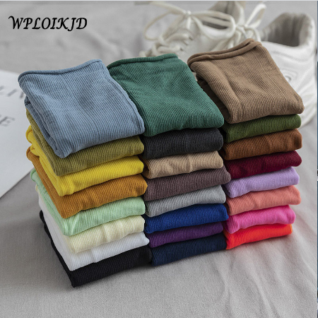 

Happy Cute Candy Color System Pure Women Color Heap Heap Socks Women Colorful Funny Student For Ladies Girl's Gift velvet socks, Black