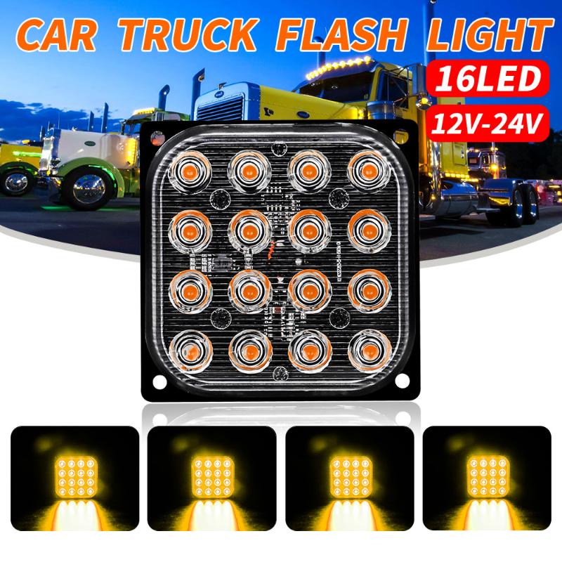 

Bulbs Strobe Light Parts Truck Motorcycle 12V-24V 6 LED Square Ultra Thin