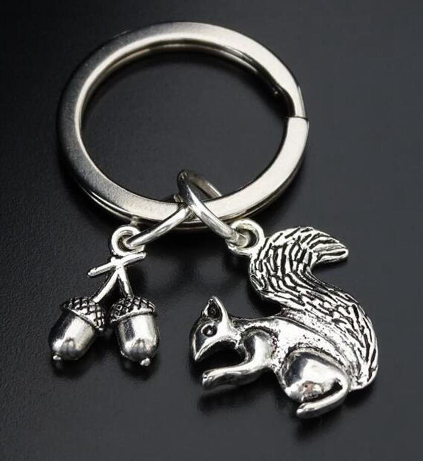 

Ancient Silver Chipmunk/Squirrel Pinecone Creative Pendant Vintage Personality pendant key chain Men Women Holiday Gift Keychain 172, Slivery;golden