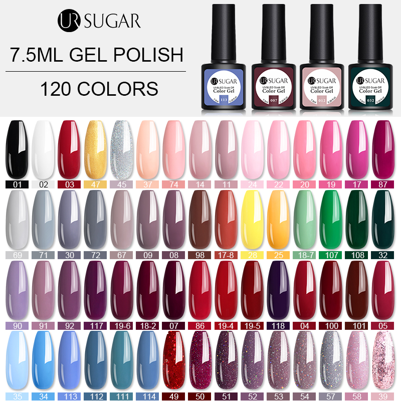 

UR SUGAR 7.5ml Gel Nail Polish Pink Purple Color Series UV Led Nail Varnish Semi Permanant Gel 60 Colors Soak Off UV Polish, 112