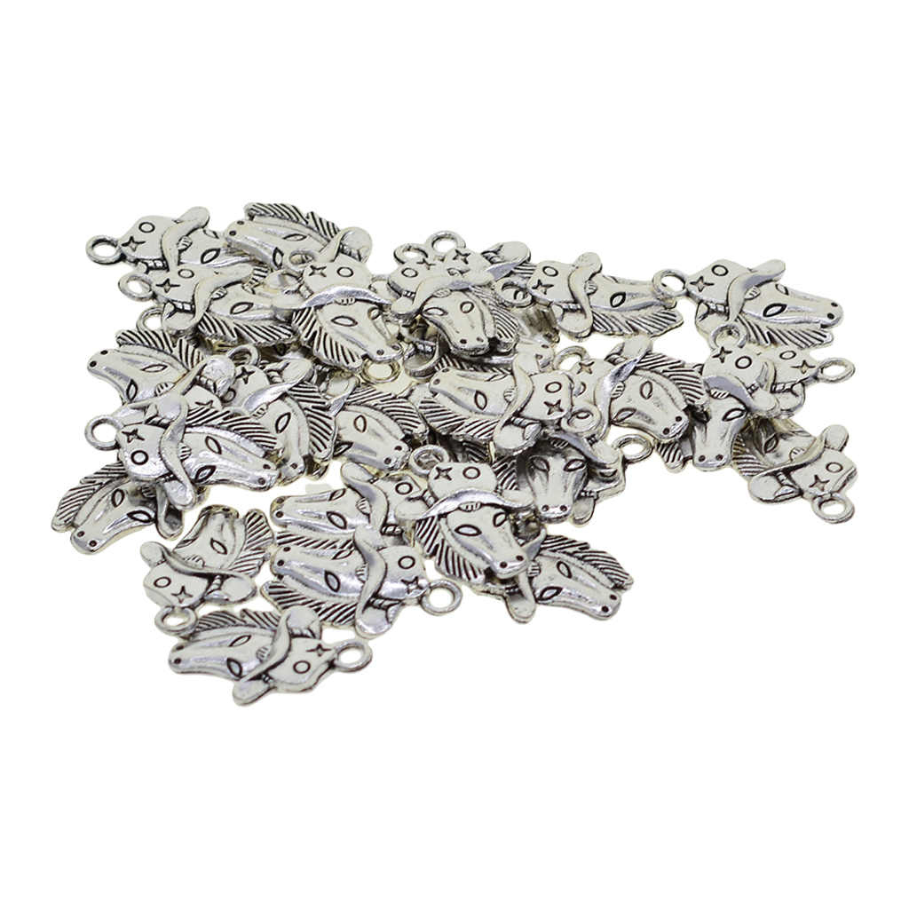 

30Pcs Horse Head Charms Pendants Jewelry DIY Crafts Making Accessories, Silver