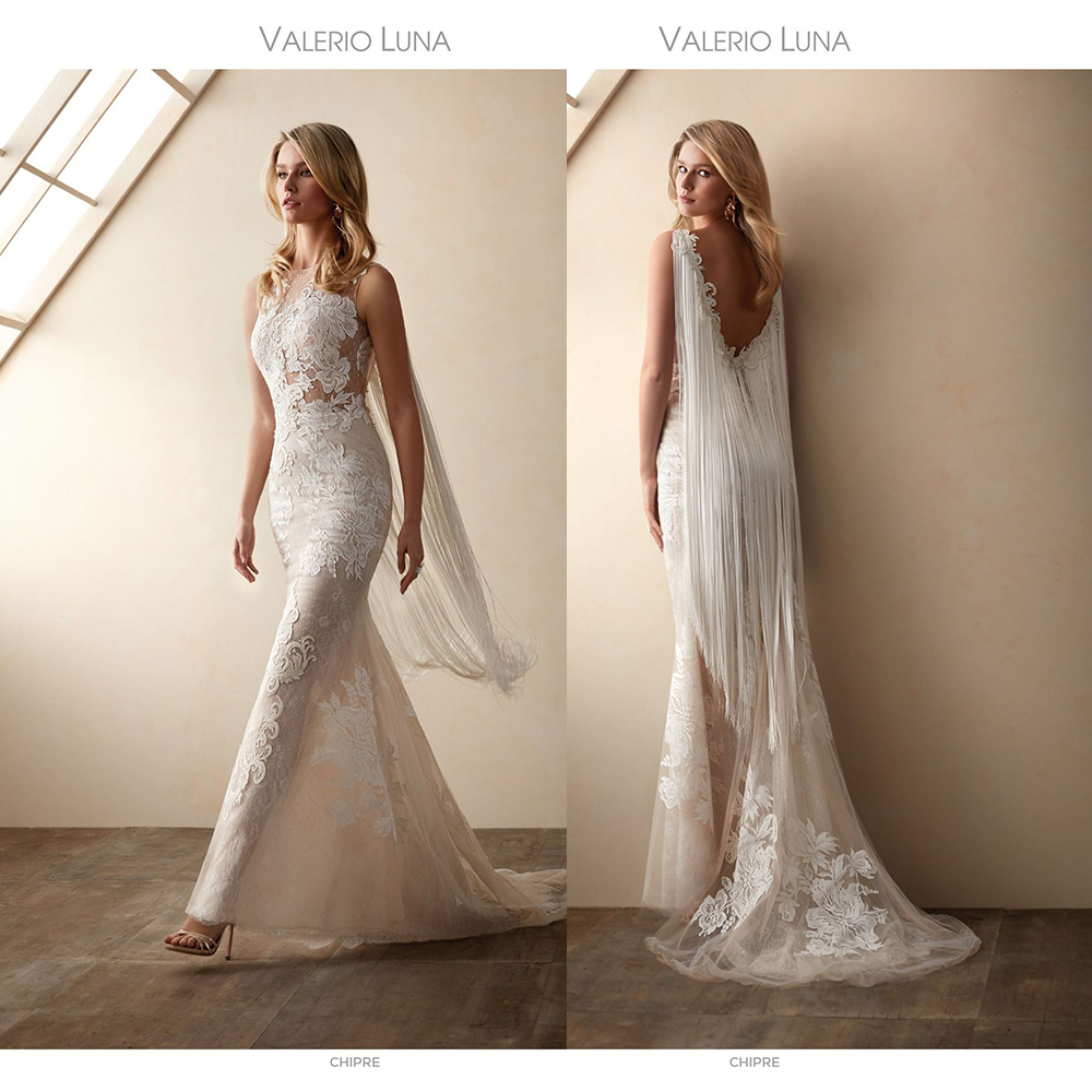 

Sexy Valerio Luna Mermaid Wedding Dresses Jewel Sleeveless Backless Tassel Sequins Lace Applique Wedding Gown Floor Length robe de mariée, Dark navy