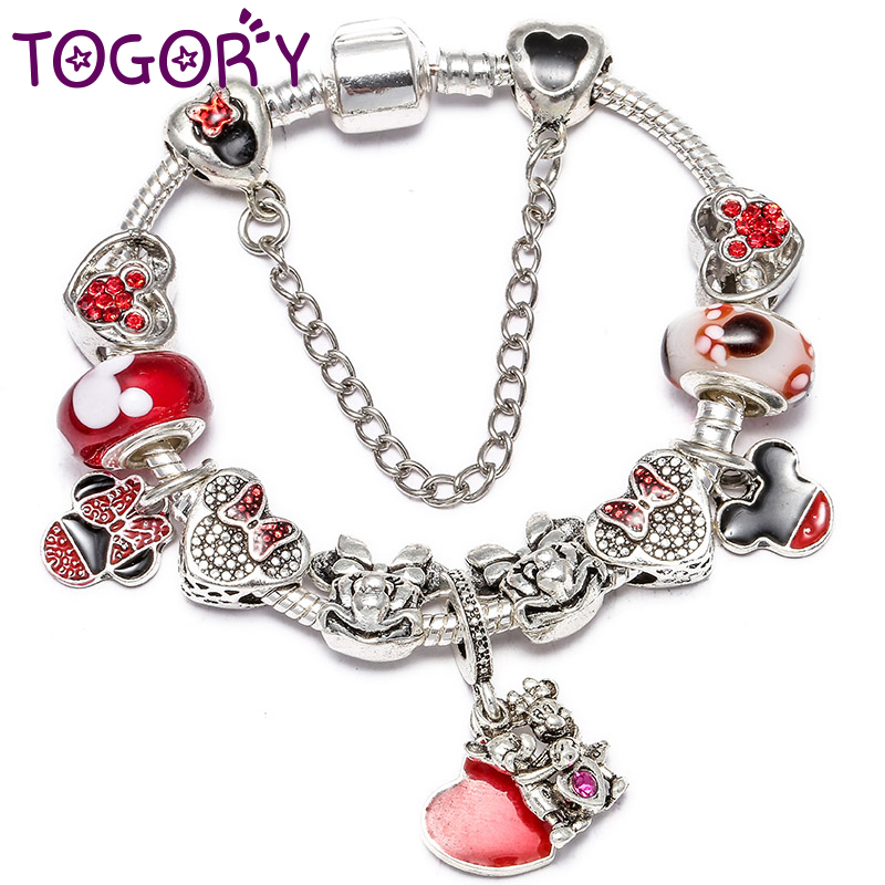 

TOGORY New Fashion Charm Bracelet With Cute Crystal Fine Bracelet For Women Lovers Pulseras Mujer Dropshipping