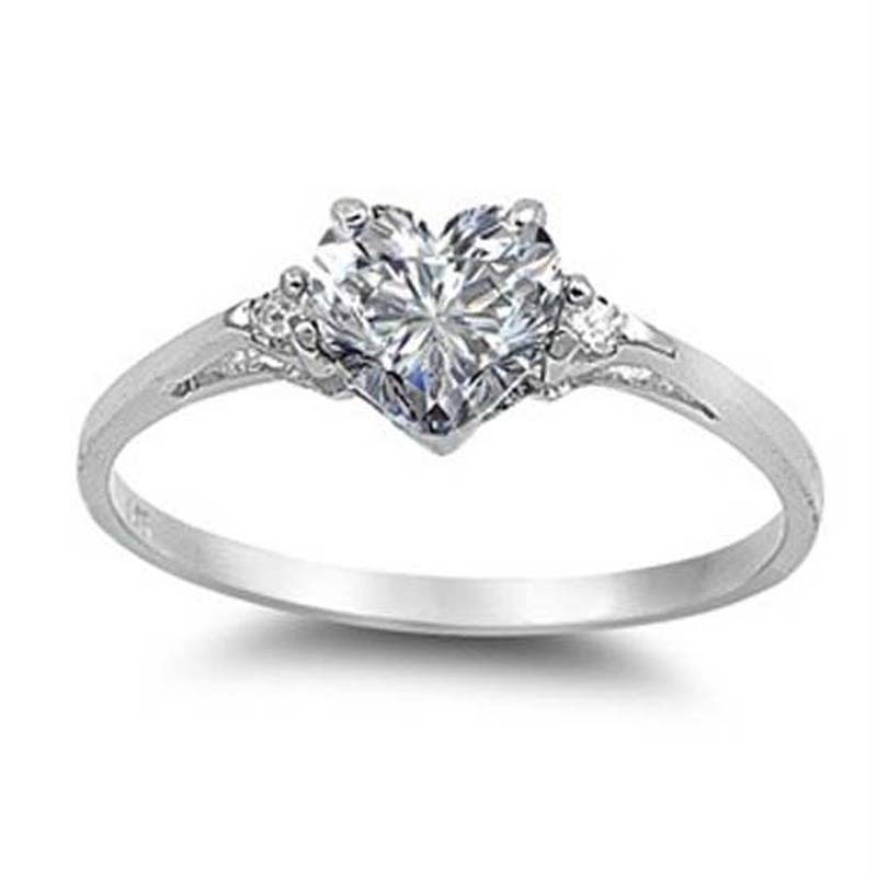 

women's fashion 925 Sterling Silver Heart Emerald Promise Ring wedding rings for women