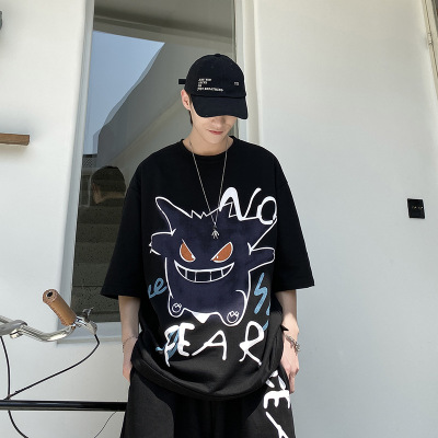 

Men's Summer Suit Fashion Round Neck Short-sleeved T-shirt Suit Men Women Sports Loose Two-piece Trend New Stylish Printed Tracksuit