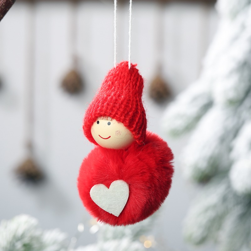 

Holiday Tree Decoration Knitted Pom Pom Plush Doll Christmas Pendant Drop finial Ornaments Xmas