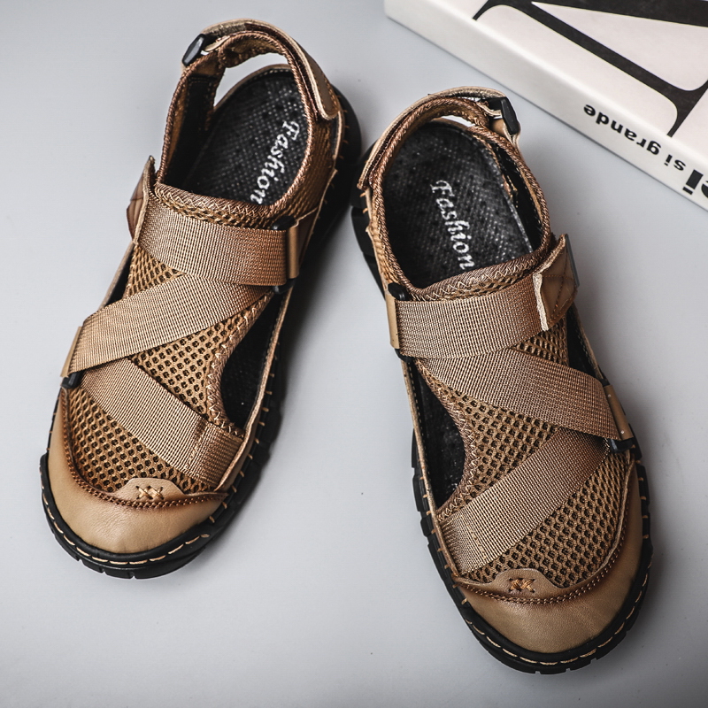 

Summer Mens Sandals High Quality Sandalias Casual Shoes Men Outdoor Erkek Sandalet Big 48 Comfort Sewing Mens Roman Sandals Mesh, Khaki