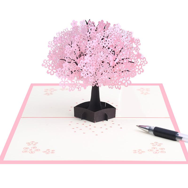 

Cherry blossoms 3d greeting card romantic flower pop up greeting cards wedding congratulation cards pop up card Valentine s Day
