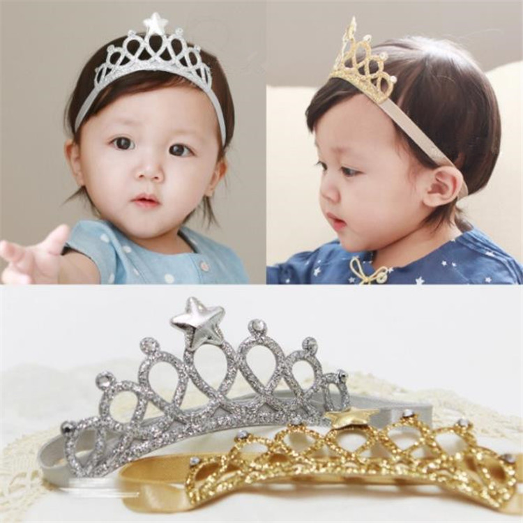 

Children Birthday crown hair band Kids Sparkle crown Headbands With Stars Rhinestone fashion Hair Accessories T9G0077, As picture