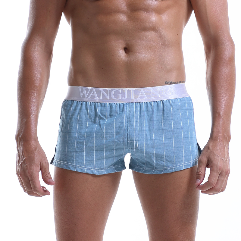 

Casual Shorts Men Boxers Cotton Underwear Breathable Loose Sexy Man Panties Comfortable Underpants Soft Mens Trunk Plaid Underwears, Lightgray