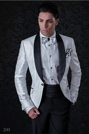 

Jacquard One Button Groomsmen Shawl Black Lapel Groom Tuxedos One Button Men Suits Wedding/Prom Best Man Blazer ( Jacket+Pants+Tie, Same as image