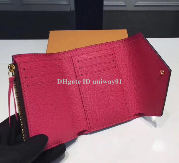 

Fashion Designer Women Short Wallet woman purse Discount original box card holder ladies handbag checked flower, Flower-red