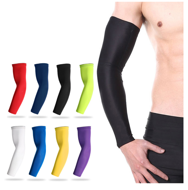

Sports Arm Compression Sleeve Basketball Cycling Arm Warmer Summer Running UV Protection Volleyball Sunscreen Bands X82A, White
