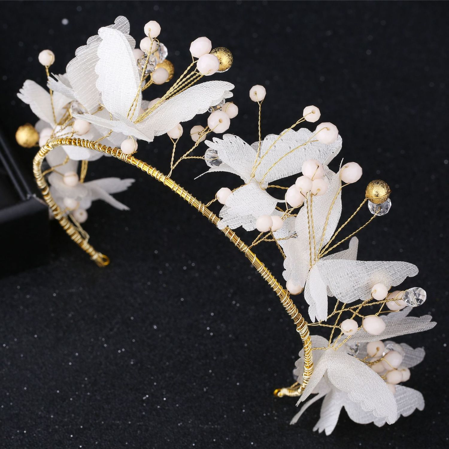 

Manual Juan Yarn Butterfly Crystal Torsional Beads Hair Band Hair Hoop Headwear Bride Wedding Dress Accessories
