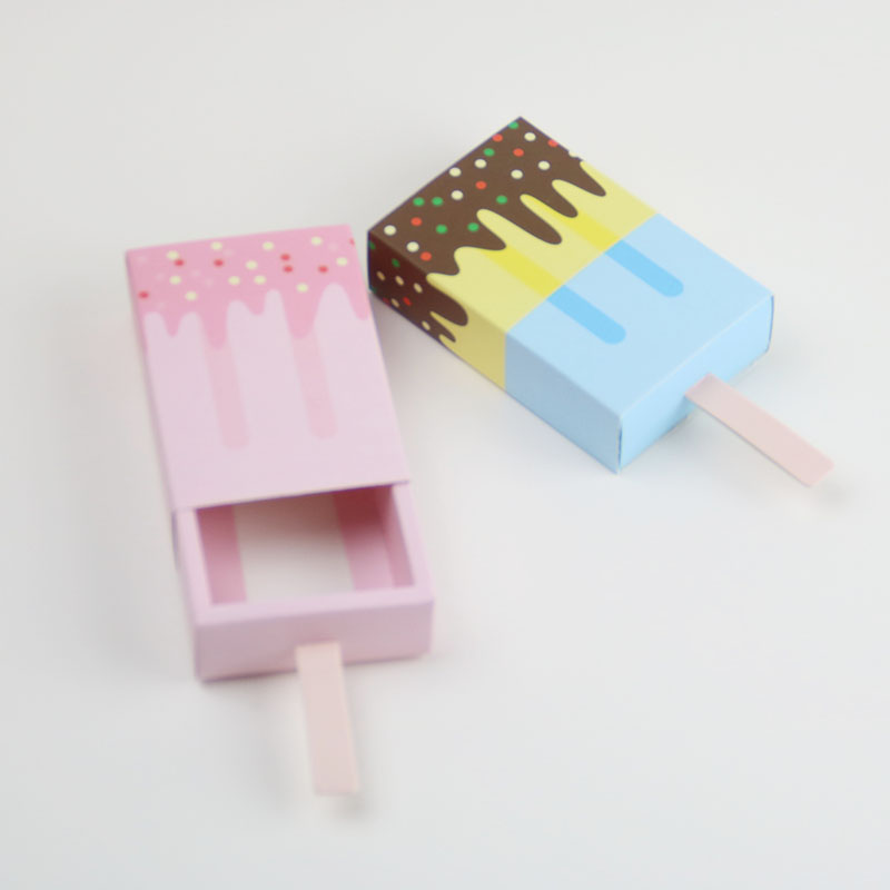 

3D Ice cream Cardboard Box Chocolate Packaging Box e-co friendly Gift Birthday Party Supplies